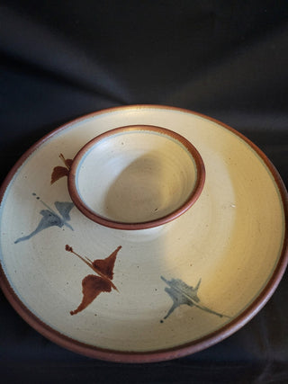 Signed Studio Pottery 11" Chip & Dip Bowl RCD