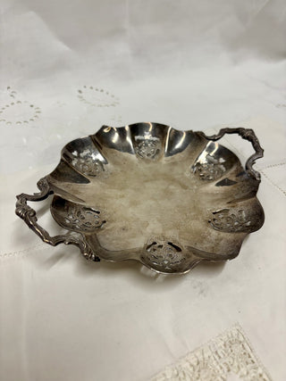 Footed Essay Silverplate Tray with Handled RSV|91049