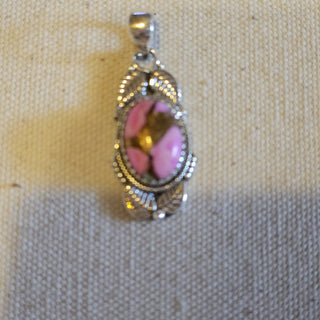 .925 pink cotton turquoise pendant