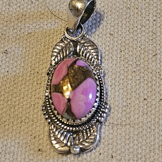 .925 pink cotton turquoise pendant