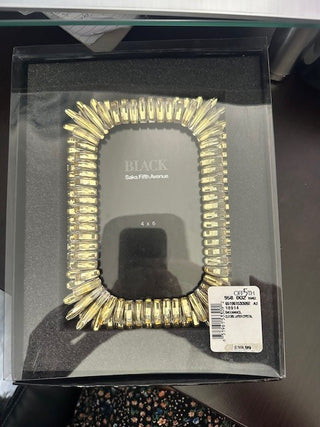 Saks Fifth Ave BLACK Yellow Jeweled Frame 4x6|72480