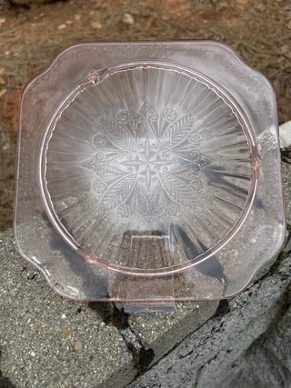 Depression Era Pink Hocking Glass Adam Cake Plate MTS|63078