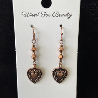antiqued copper heart earrings RSV