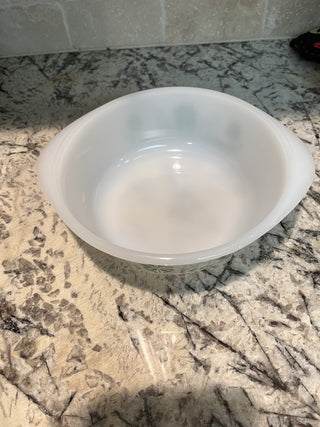 Vintage Glasbake 1.5 Qt Casserole Dish with Green Daisy Pattern RCD|120402
