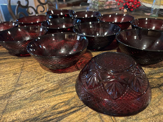 Antique Ruby Red Pattern 5.5" Bowl By Cristal D'Arques-Durand Luminarc France. RSV|125188