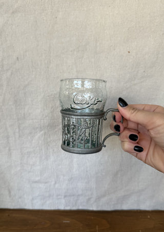 1985 Vintage Pair Coca Cola Glass Holders (metal) (LZD - RSV)|125216