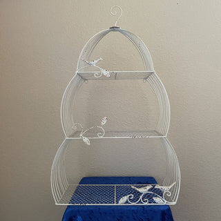 3-tier ivory metal bird shelf RSV