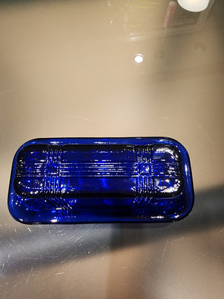 Butter Dish Cobalt Blue Hazel Atlas Criss Cross RSV|75596