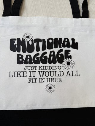 Large White Reuseable Canvas Tote Bag Emotional Baggage RCD|81890