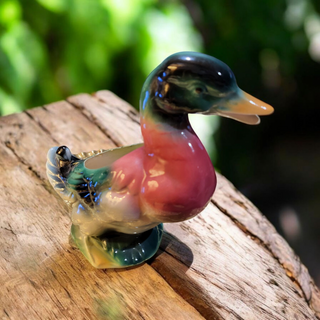 Vintage 1950's Ceramic Royal Copley Colorful Mallard Duck Planter Vase 9"x7" MTS|133155