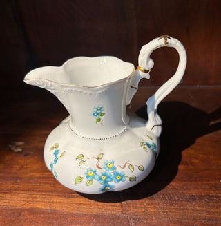 VTG Teal blue flower pitcher NM