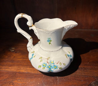 VTG Teal blue flower pitcher NM