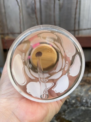 NEW Orange Ghost Glass Tumbler with Engraved Name Bamboo Lid and Glass Straw