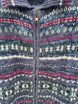JP vintage Y2K Shaver Lake zip-front cardigan sweater Size L