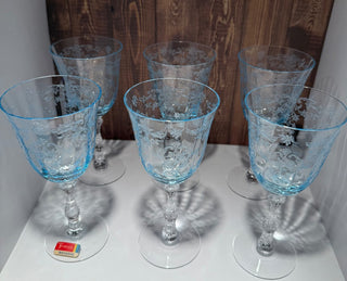 Set of 6 Fostoria NAVARRE Blue Wine Glasses|48764