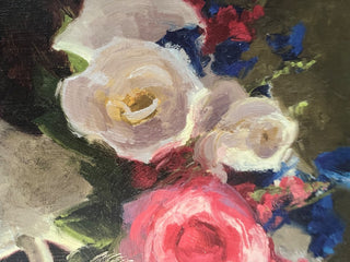 PRETTY & COLORFUL FLORAL CANVAS "BOUQUET IN SPANISH JUG" BY ARTIST SHIRLEY NOVAK 18" X 18" STORE PICK UP ONLY (KJS) RCD