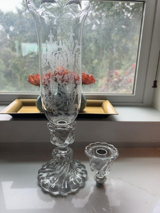 Louis XV Baccarat Crystal Hurricane Lamp,Candleholder Rococo Revivalt