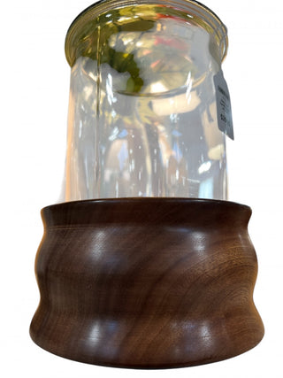 Hardwood Candle stand w/ glass|62515