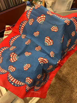 Vintage "Hav-a-Hank" Patriotic Heart Bandana 21"x21"