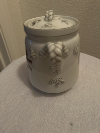 Antique 19th Century Limoges Haviland Roped Handle Floral Porcelain Biscuit Jar|55463