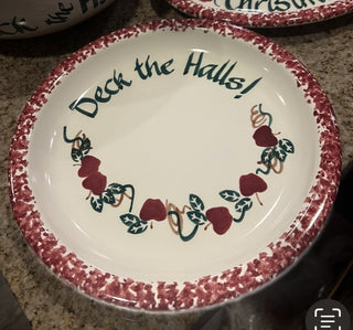 Vintage Chaparral Pottery Deck The Halls Apples Serving Plate Spongeware 10" RCD|126769