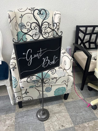 Tall Standing Metal Chalkboard "Guest Book" Sign RCD|72348