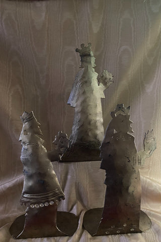 Vintage Candle Holders Set of Three Kings of Rough Metal RSV|128974