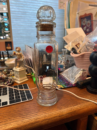 Apothecary Jar w/Cork & glass lid, 11" tall