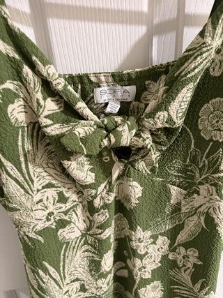 Women's Sofia Vergara Medium Olive Hawaiian Floral Maxi Dress RCD|158817