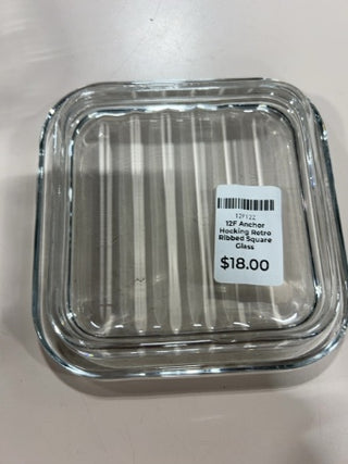 12F Anchor Hocking Retro Ribbed Square Glass Refrigerator Dish RSV