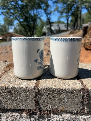 JP SET OF 2 Gibson Designs "My Heart" mugs blue sponge-painted heart