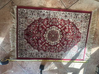 Red Floral rug 3' X 2' rug #62 VV MTS