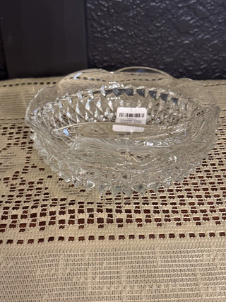 Vintage Clear Indiana Glass Diamond Point divided candy dish-RCD
