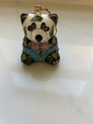 Vtg Cloisonne Christmas Ornament Panda Bear-RSV|124737