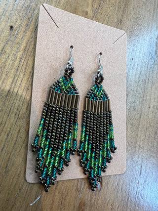 Beaded Brown/Green Earrings MTS|144702