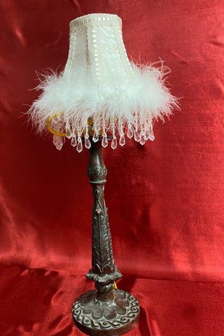 Boudoir Lamp with White Feathered Shade RSV