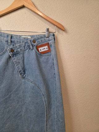 NEW! J.Ing asymmetrical denim midi skirt RSV|158439