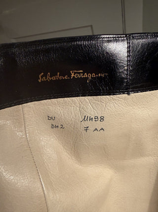 Ferragamo Black Leather Boots, Italy, 7N — MTS