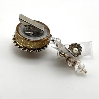 Golden Pearl/Rhinestone Retractable Badge Holder|74772