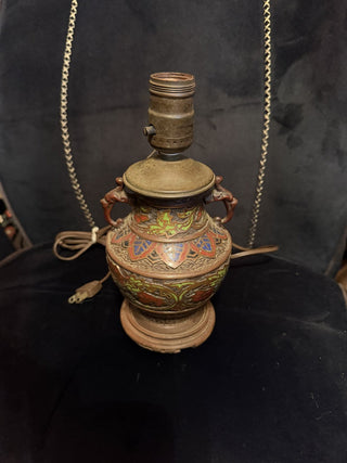 Antique Chinese Porcelain Enamel Bronze Oriental Cloisonnne Champleve Table Lamp #62 VV MTS