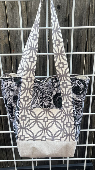 RSV Handcrafted Mini Tote Bag: Geometric Grey Scale|84014