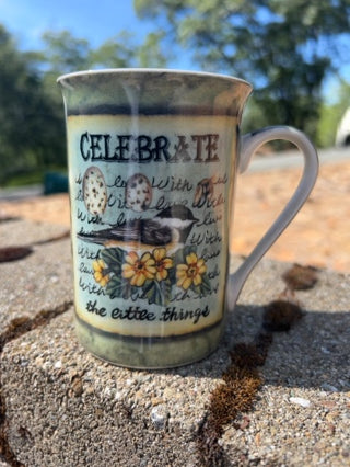 Kent Pottery "Celebrate The Little Things" Chickadee Mug