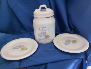 Bunny cookie jar w/2 plates -rsv|55072