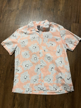 Men's GAP Peach/White Floral Hawaiian Shirt, Size Medium RCD