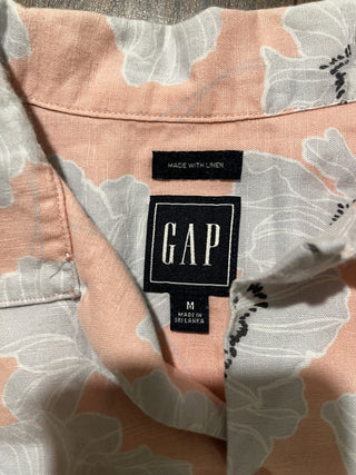 Men's GAP Peach/White Floral Hawaiian Shirt, Size Medium RCD