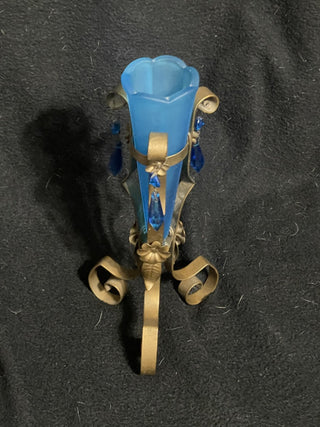 teal bud vase with three teal crystals rsv