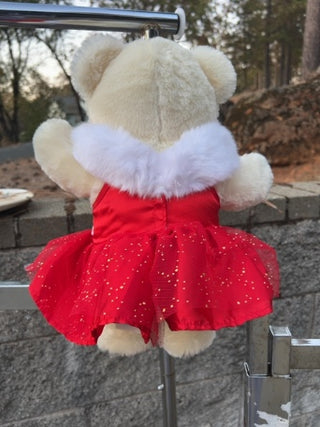 Build-A-Bear Workshop 2019 11in Cream Bear Holiday Dress