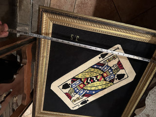 Framed embroidery piece featuring Jack of Spades playing card #62 VV MTS|97279