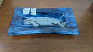 Handmade Blown Glass Blue Whale Dish RSV|84048