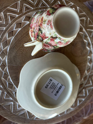 Demitasse Cup Saucer Expresso Butterfly Handle Multi Pink Roses A Special Place-RSV